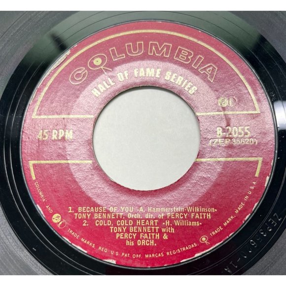 Tony Bennett EP Big Band 45 Blues in the Night Tenderly Cold Heart Columbia 2055 - Picture 2 of 4